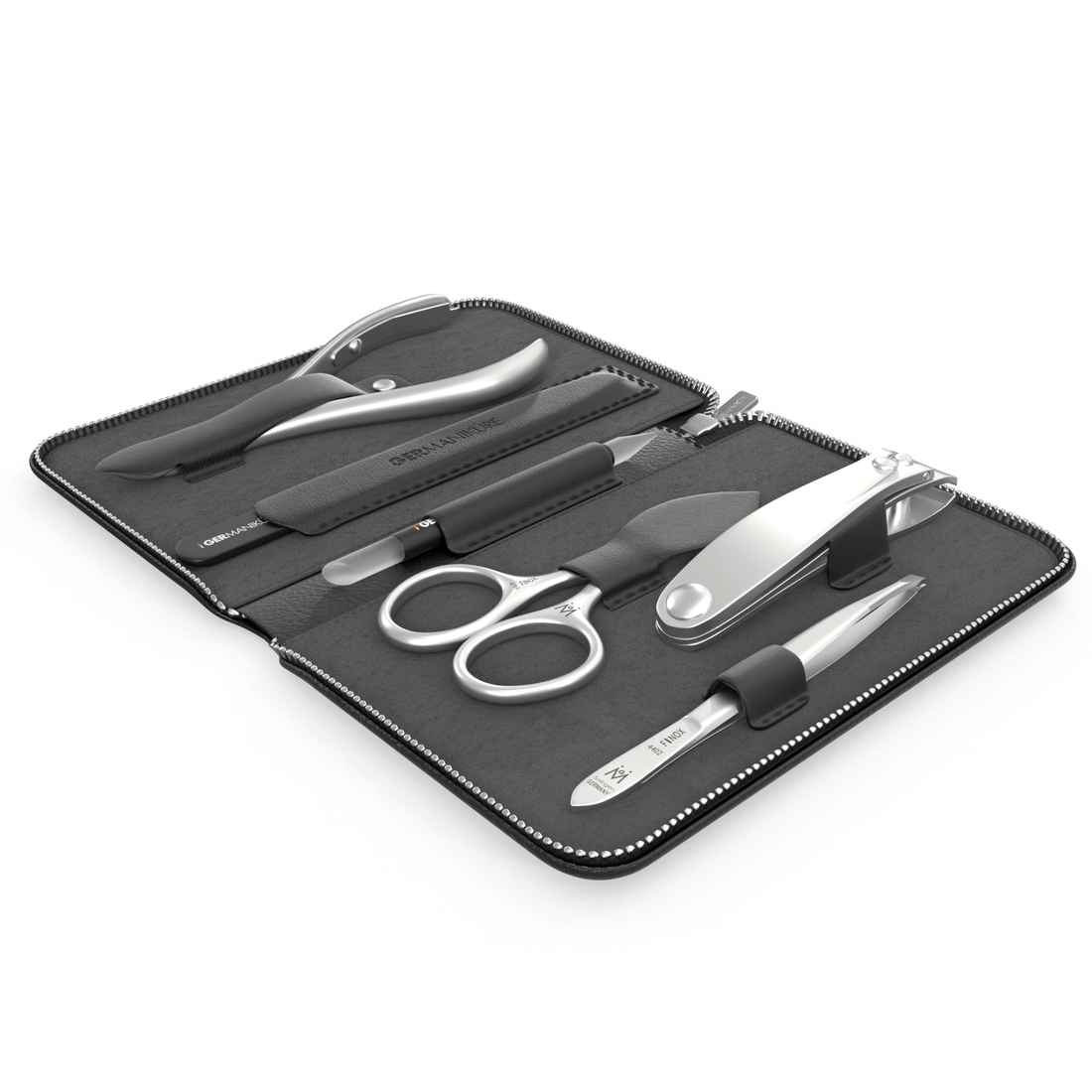 6 Piece Manicure Set in Zipper Case: Clipper, Combination Scissors, Cuticle Nipper, Glass File, Cuticle Stick, and Tweezer image #2