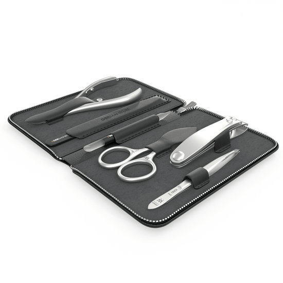6 Piece Manicure Set in Zipper Case: Clipper, Combination Scissors, Cuticle Nipper, Glass File, Cuticle Stick, and Tweezer image #2