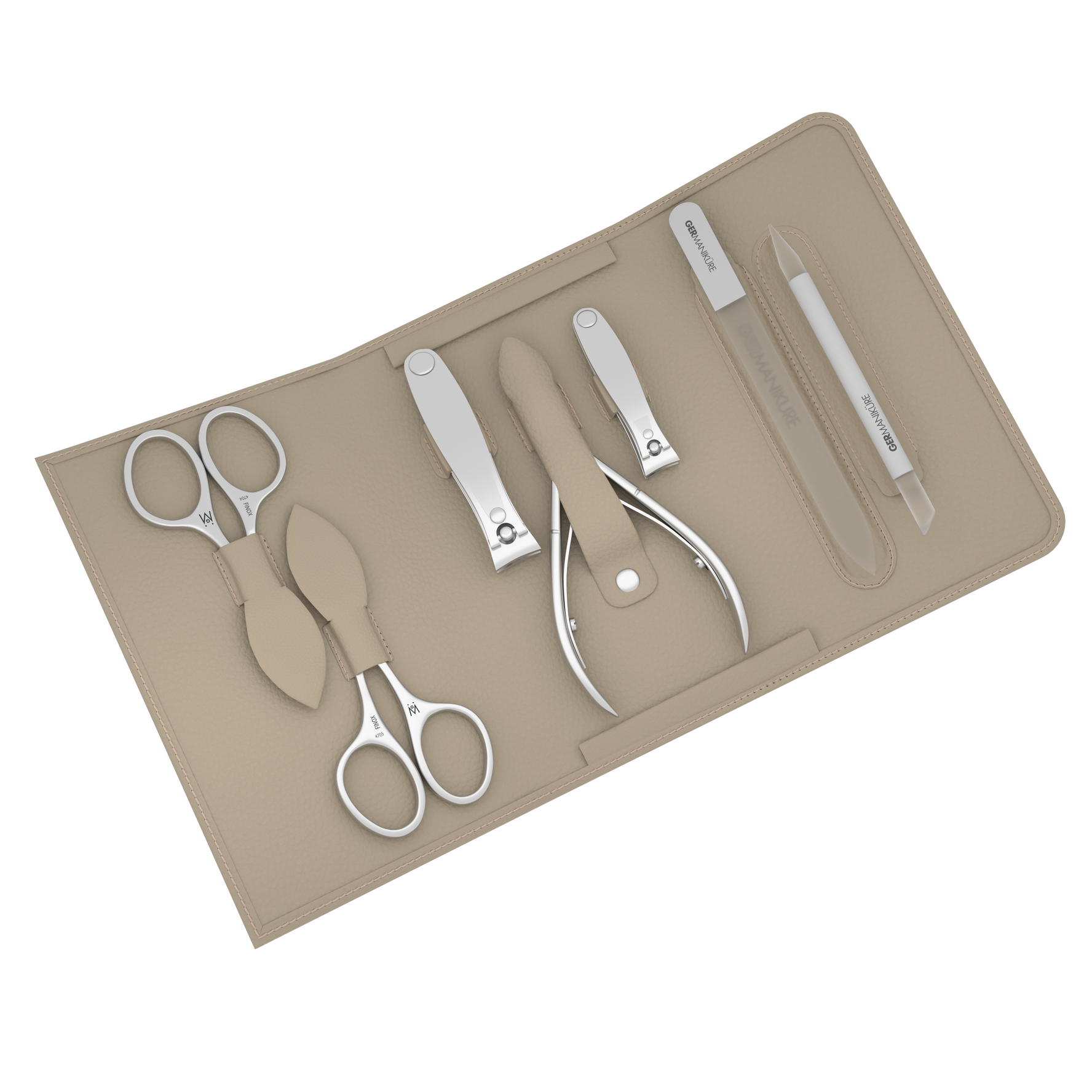 7 Piece Manicure Set in Magnet Case: Cuticle Nipper, Cuticle Scissor, Small and Large Clipper, Nail Scissor, Glass File, and Cuticle Stick