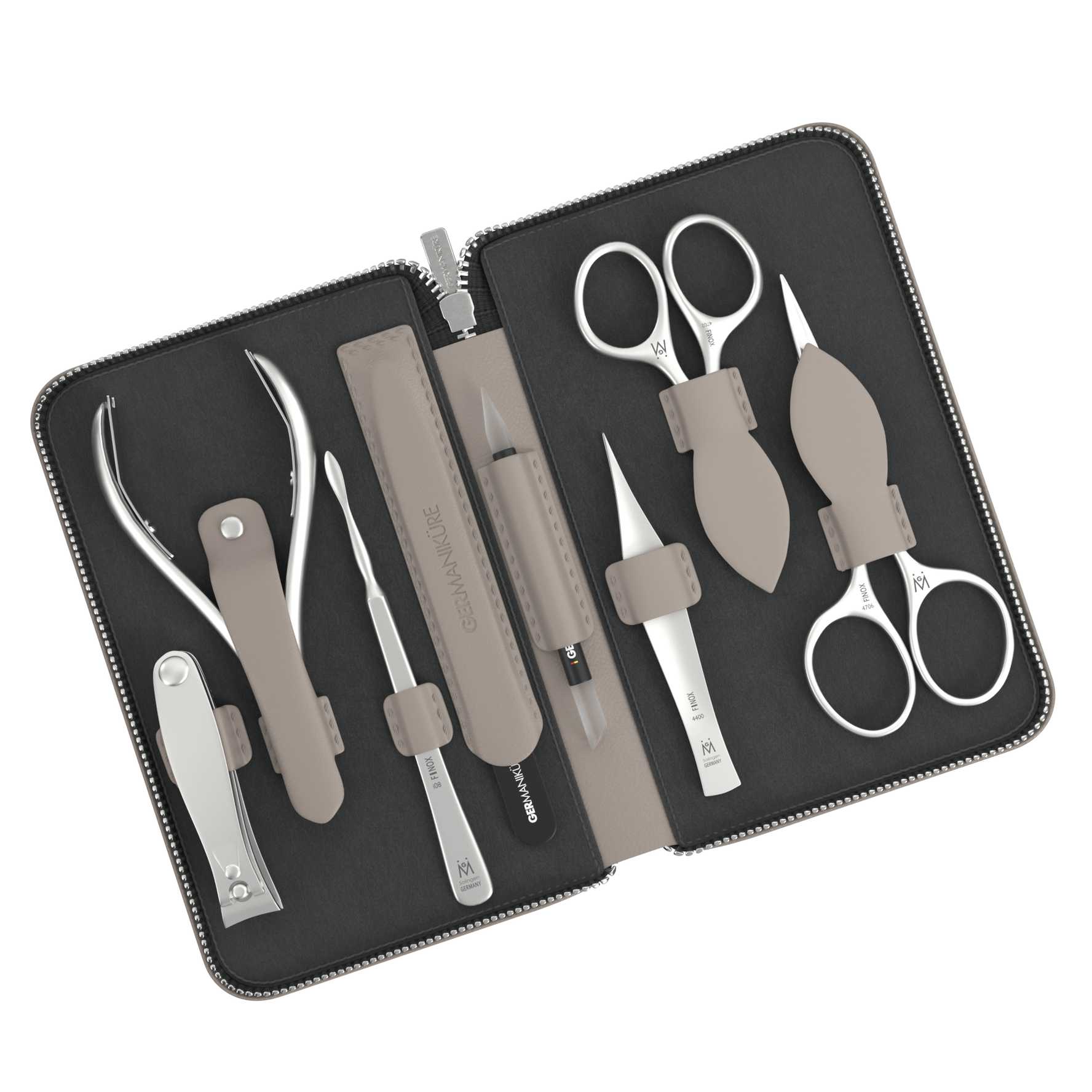 8 Piece Manicure and Grooming Set in Zipper Case: 2 Scissor, Clipper, Nipper, Nail Cleaner, Glass File, Cuticle Stick, and Tweezer image #4