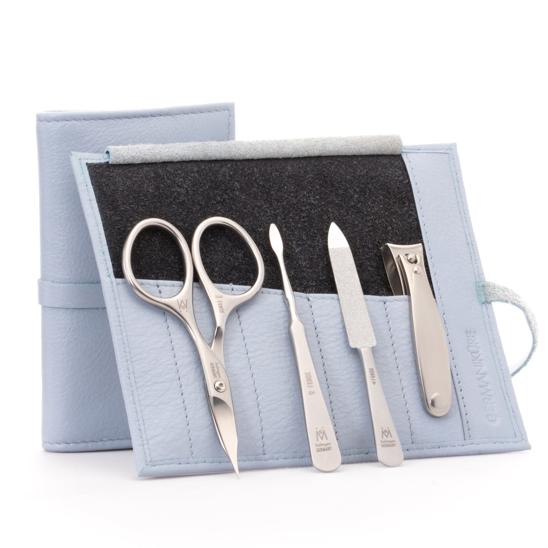 4 Piece Manicure Set: Nail Clipper, Combination Scissor, Sapphire File, and Nail Cleaner